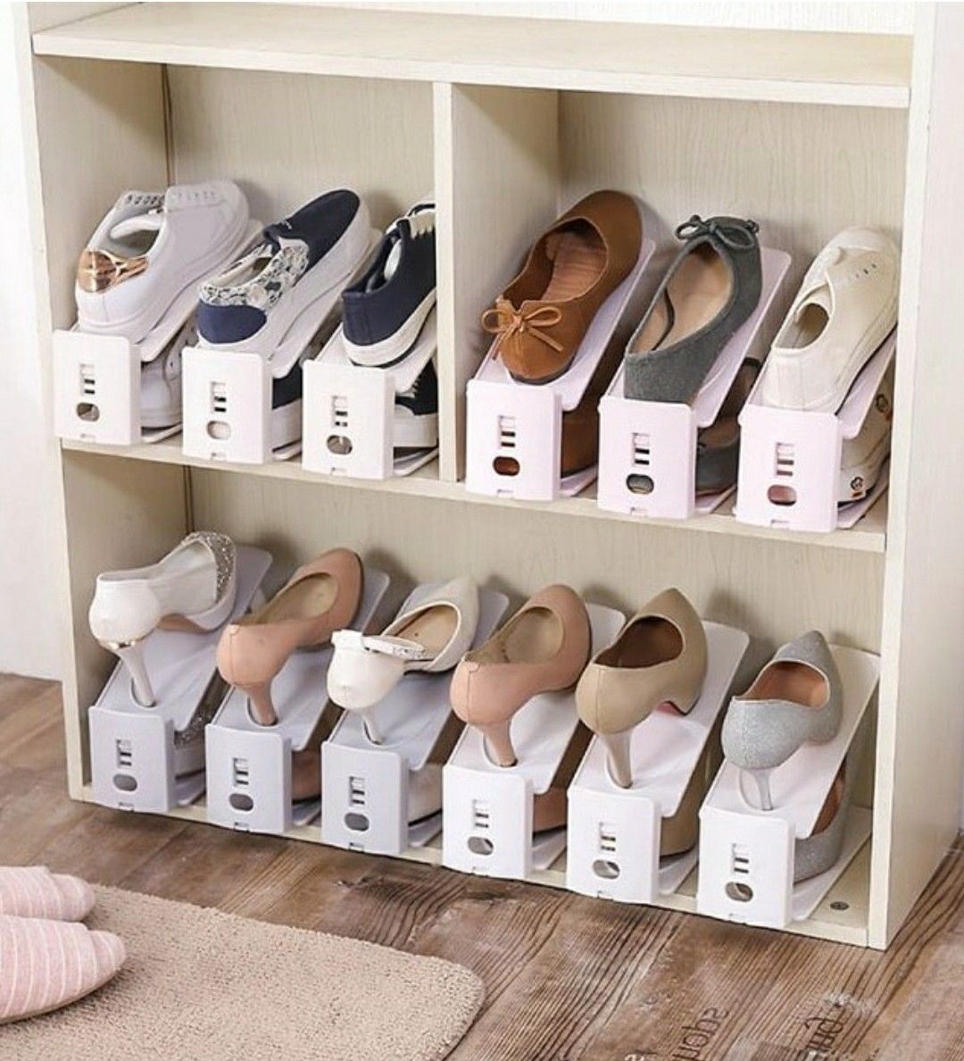 Rangements à Chaussures Ajustables RANGEO™ blancs (Lot de 5)