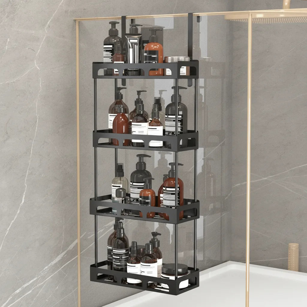 Étagère Douche Métal Noir Suspendue