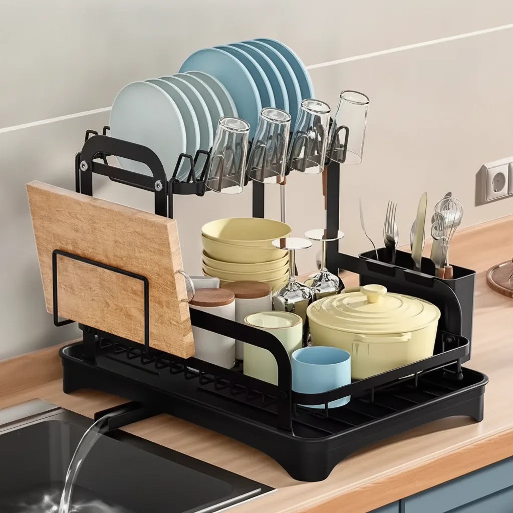 Égouttoir Vaisselle 2 Niveaux - Rangement Cuisine Organisé