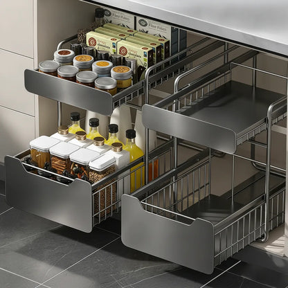 Organisateur Coulissant 2 Niveaux pour Cuisine