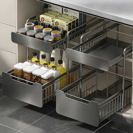 Organisateur Coulissant 2 Niveaux pour Cuisine