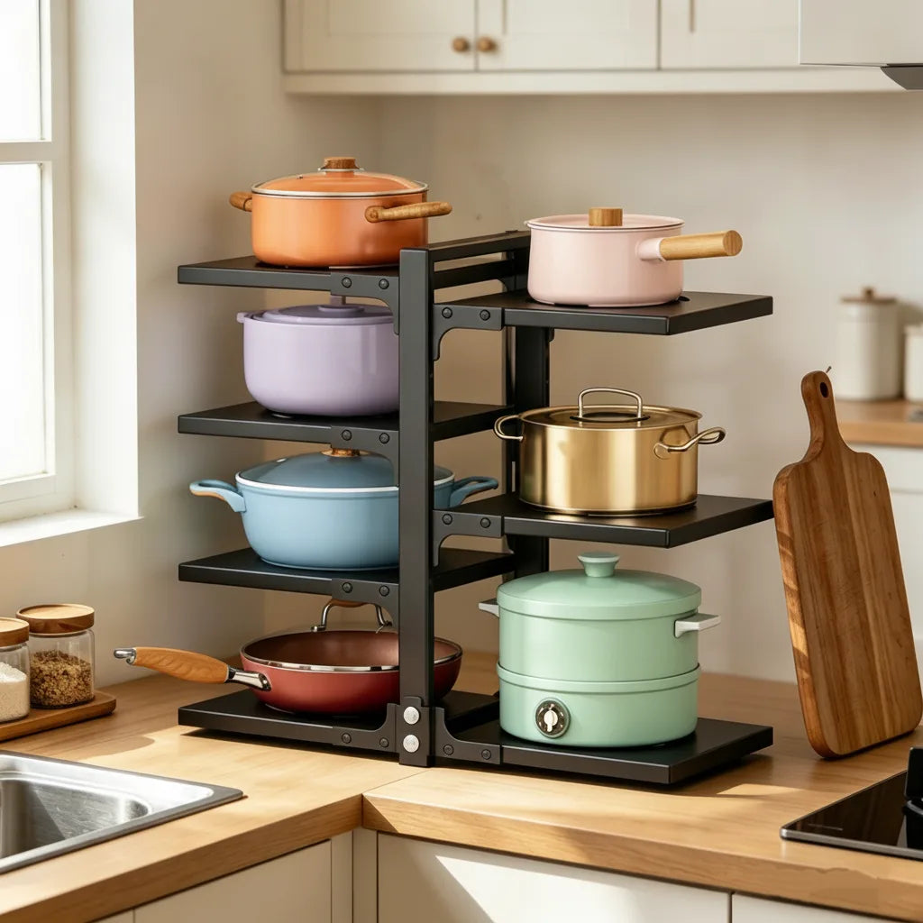 Étagère de Cuisine 4 Niveaux Réglable