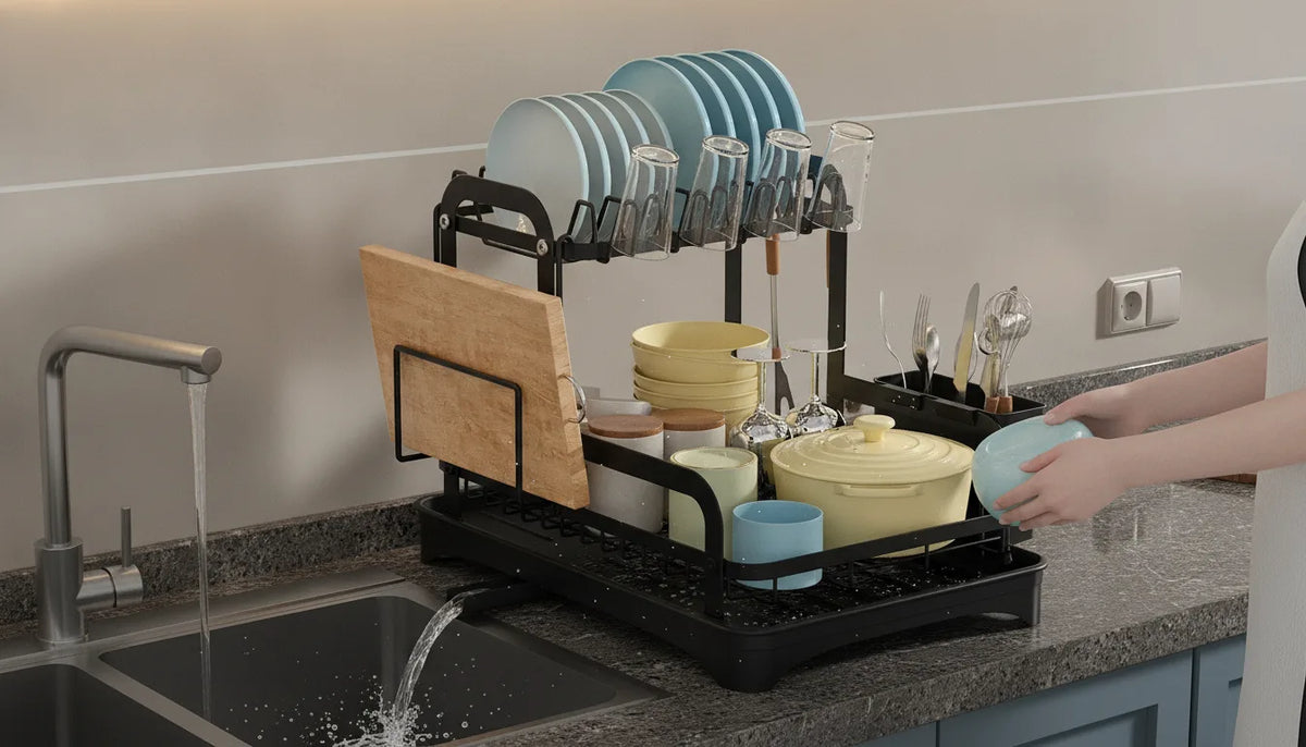 Égouttoir Vaisselle 2 Niveaux - Rangement Cuisine Organisé