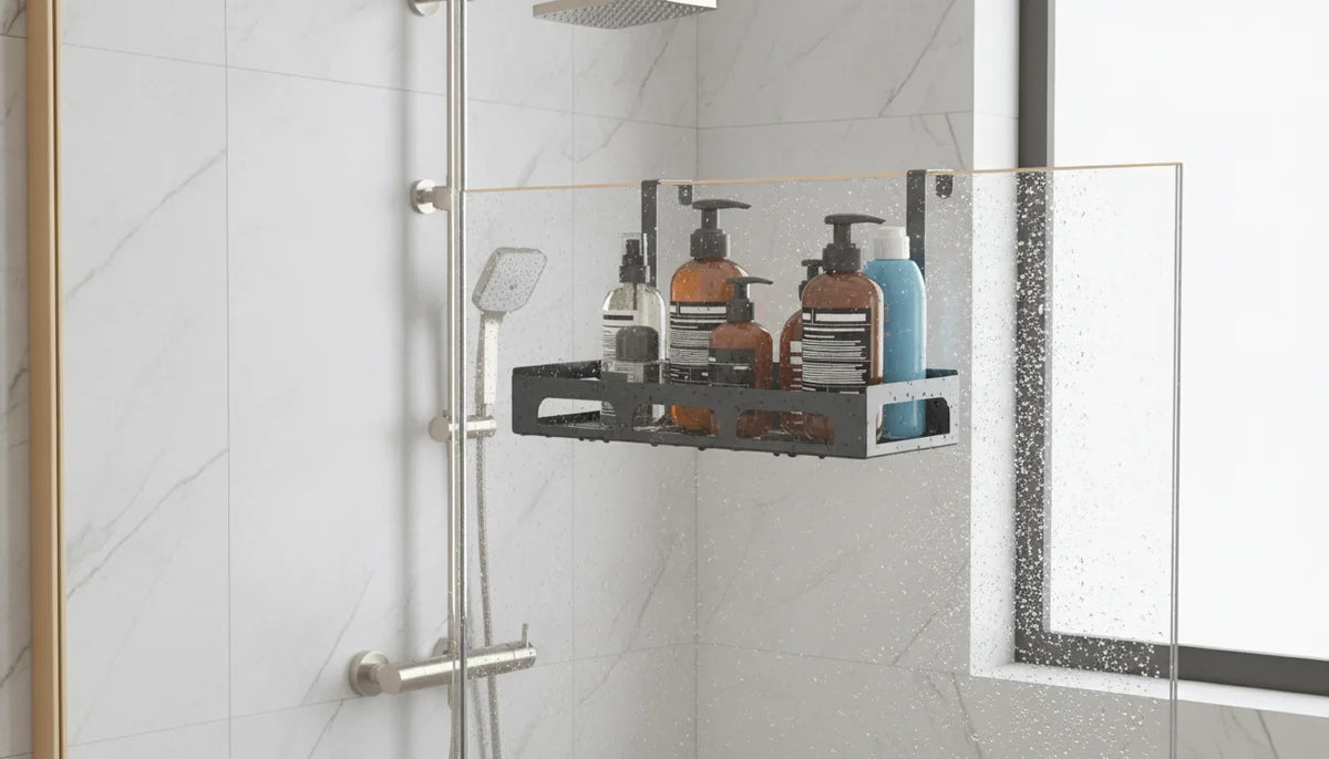 Étagère Douche Métal Noir Suspendue