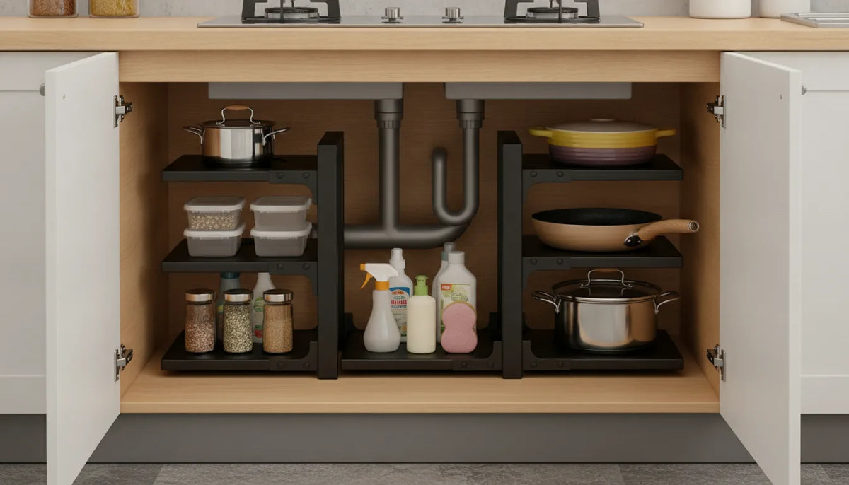 Étagère de Cuisine 4 Niveaux Réglable
