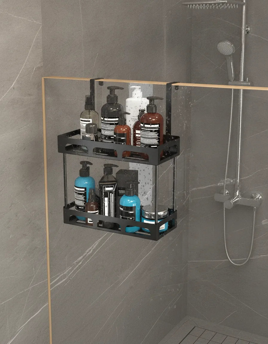 Étagère Douche Métal Noir Suspendue