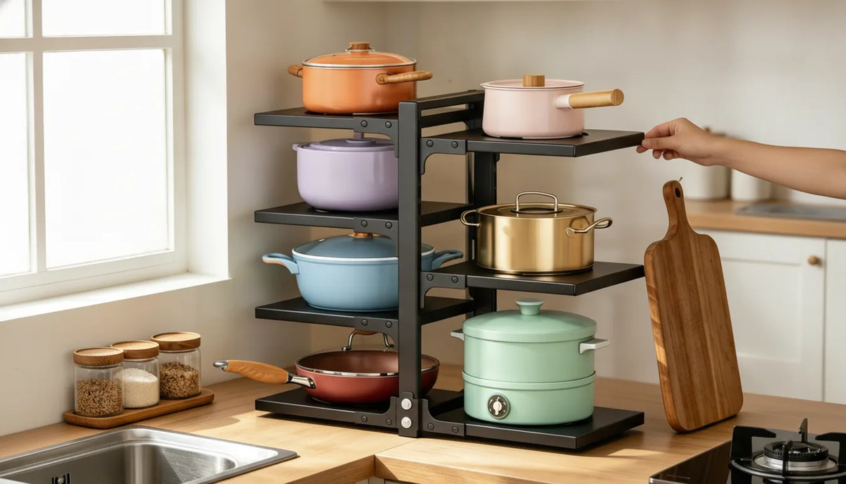 Étagère de Cuisine 4 Niveaux Réglable