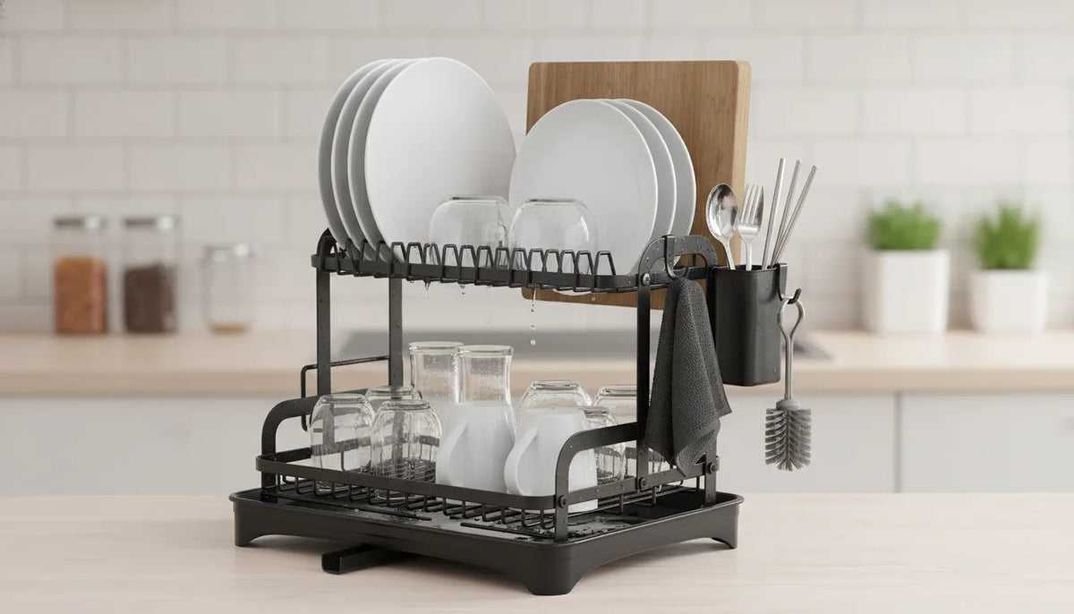 Égouttoir Vaisselle 2 Niveaux - Rangement Cuisine Organisé
