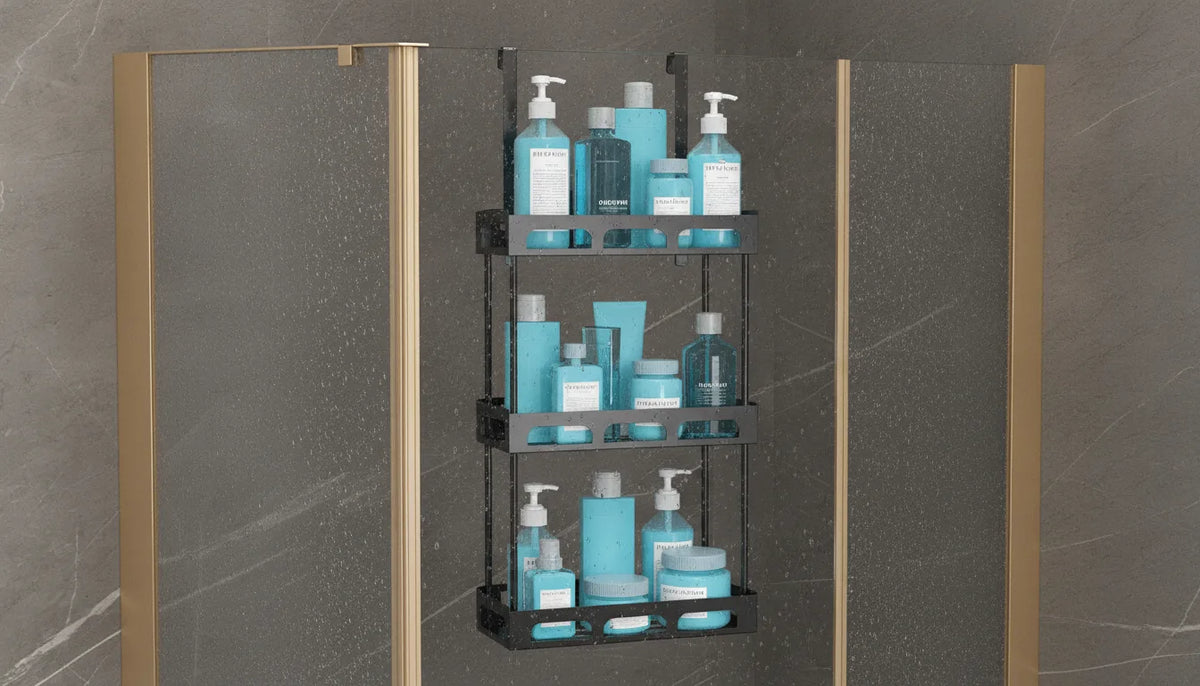 Étagère Douche Métal Noir Suspendue